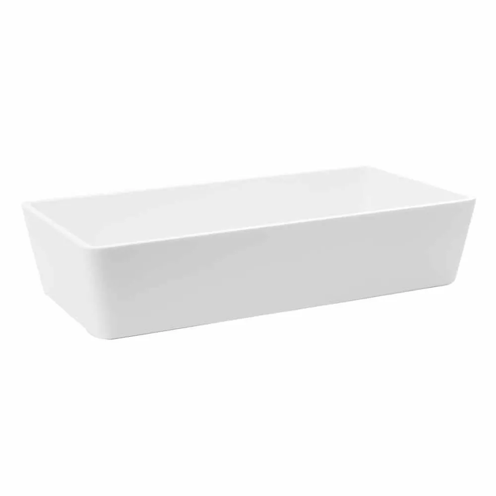 Viadurini Bathroom Harzwaschbecken-Rechteckiges Aufsatzwaschbecken in Solid Surface White Finish - Sider