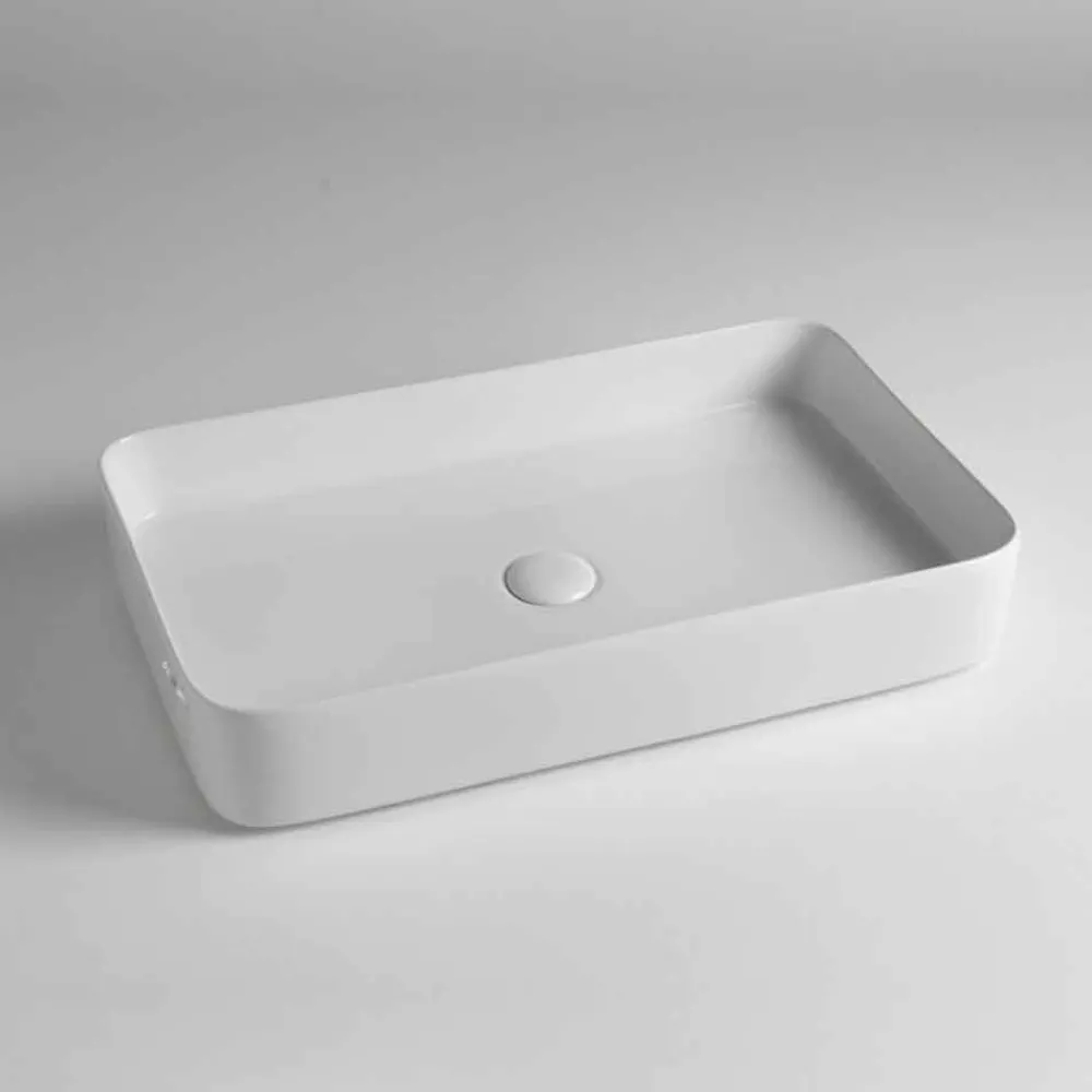 Viadurini Bathroom Keramikwaschbecken-Rechteckiges Aufsatzwaschbecken aus farbiger Keramik Made in Italy - Dable