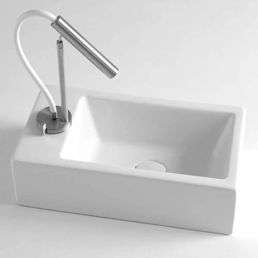 Viadurini Bathroom Keramikwaschbecken-Rechteckiges Aufsatzwaschbecken L 44 cm aus Keramik Made in Italy - Federica