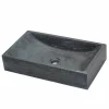 Viadurini Bathroom Steinwaschbecken-rechteckiges Aufsatzwaschbecken aus schwarzen Marmor Satun Modell