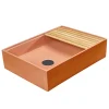 Viadurini Bathroom Beton Waschbecken-Rechteckiges Aufsatzwaschbecken aus Mali-Orange-Terrazzo – Azalee