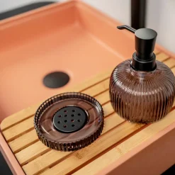 Viadurini Bathroom Beton Waschbecken-Rechteckiges Aufsatzwaschbecken aus Mali-Orange-Terrazzo – Azalee