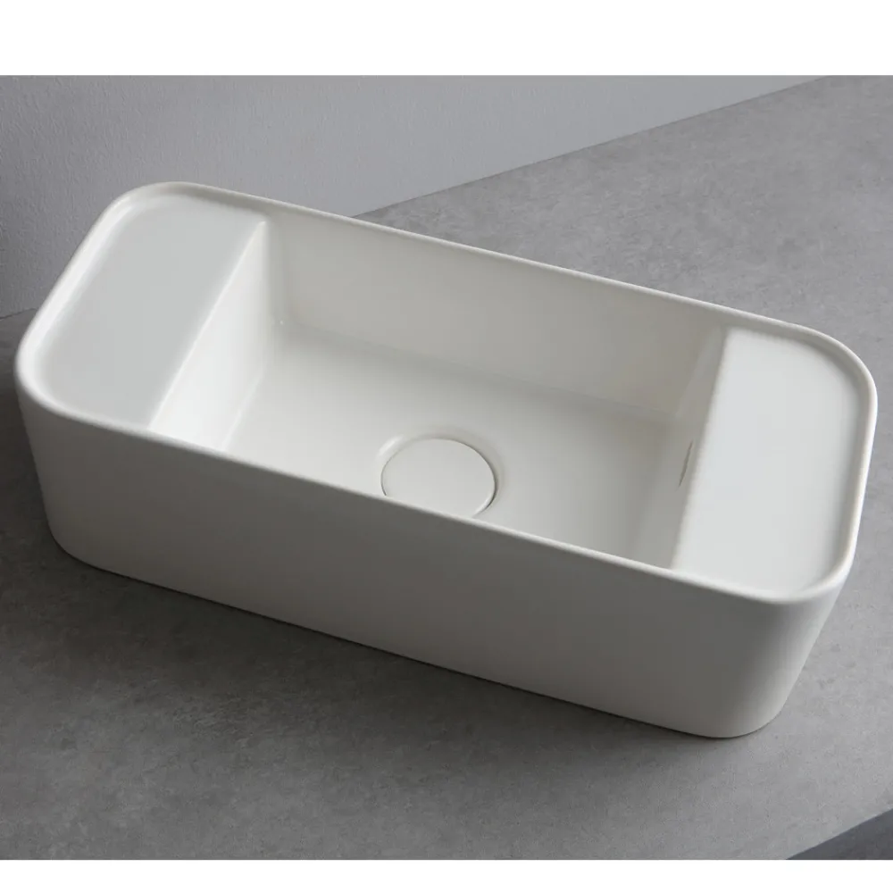 Viadurini Bathroom Keramikwaschbecken-Rechteckiges Aufsatzwaschbecken aus farbiger Keramik Made in Italy - Kino