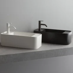 Viadurini Bathroom Keramikwaschbecken-Rechteckiges Aufsatzwaschbecken aus farbiger Keramik Made in Italy - Kino