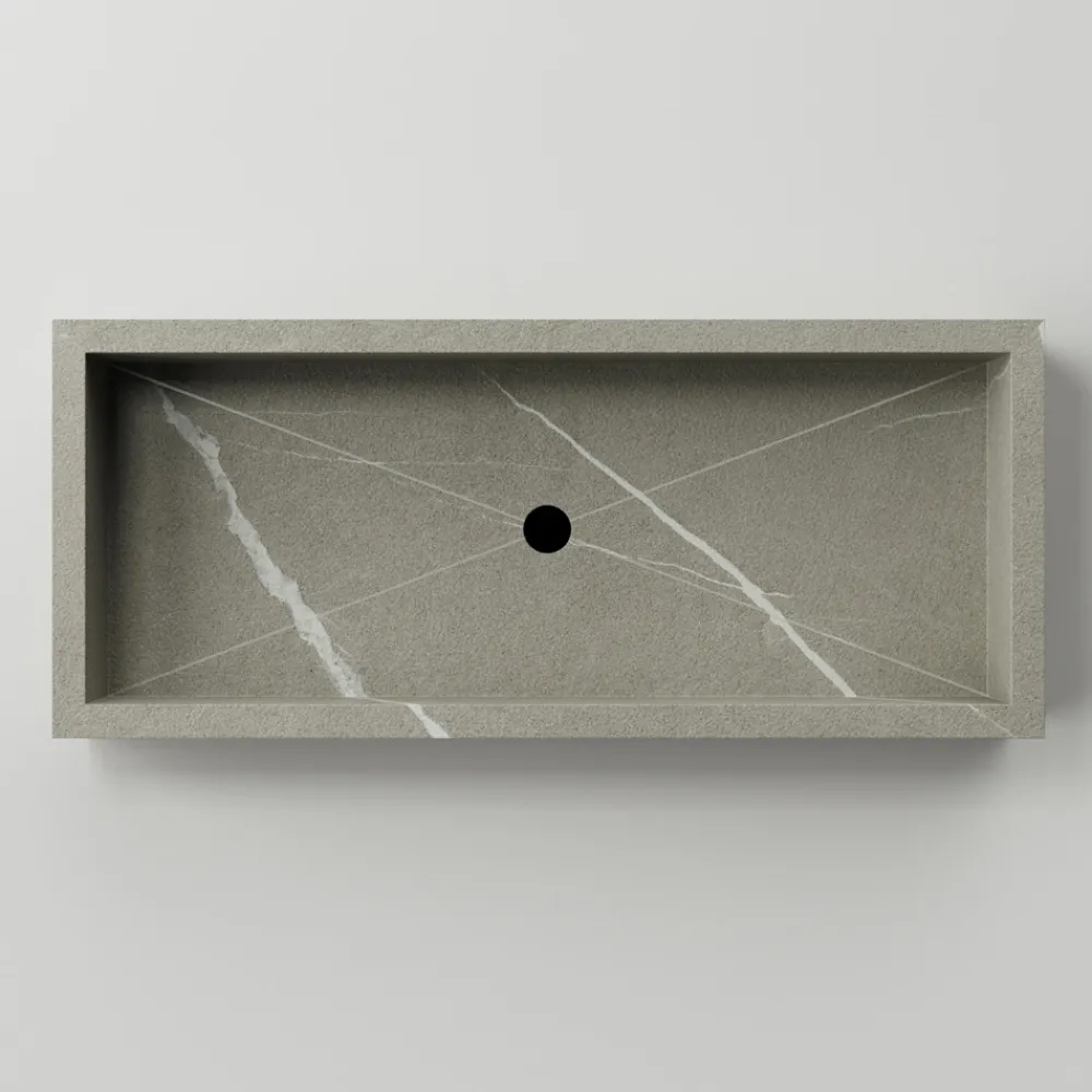 Viadurini Bathroom Keramikwaschbecken-Rechteckiges Badezimmer-Waschbecken aus Feinsteinzeug Made in Italy - Ludmilla