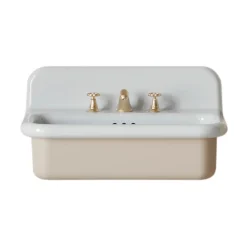 Viadurini Bathroom Vintage Waschbecken-Rechteckiges Badezimmerwaschbecken aus Keramik mit Sockel – Noah