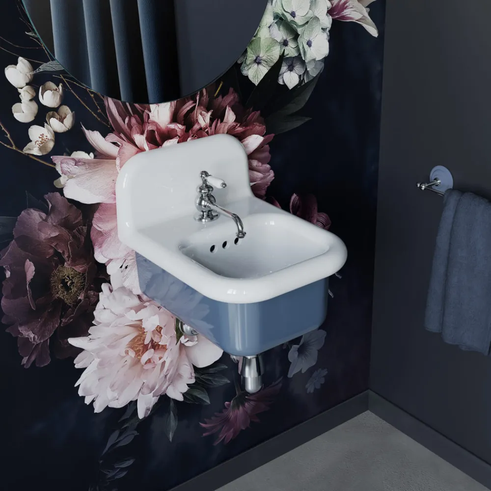 Viadurini Bathroom Vintage Waschbecken|Farbige Waschbecken-Rechteckiges hängendes Badezimmerwaschbecken aus Keramik – Elodie