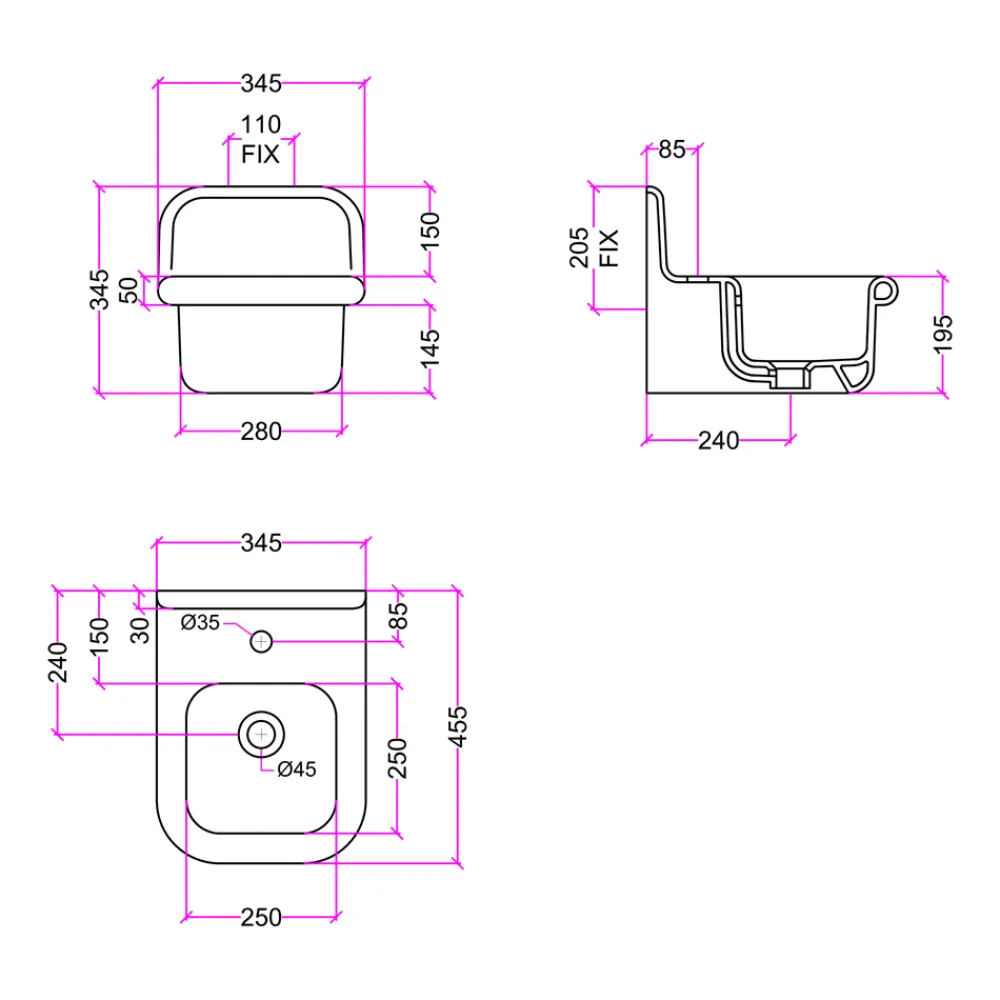 Viadurini Bathroom Vintage Waschbecken|Farbige Waschbecken-Rechteckiges hängendes Badezimmerwaschbecken aus Keramik – Elodie