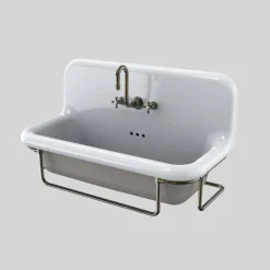 Viadurini Bathroom Vintage Waschbecken|Farbige Waschbecken-Rechteckiges Keramikwaschbecken mit aufgehängtem Felipe-Metallboden