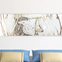 Viadurini Decor Religiöse Bilder-Rechteckiges, mit Laser gefertigtes Gemälde mit Göttin und Kind, hergestellt in Italien – Nagi