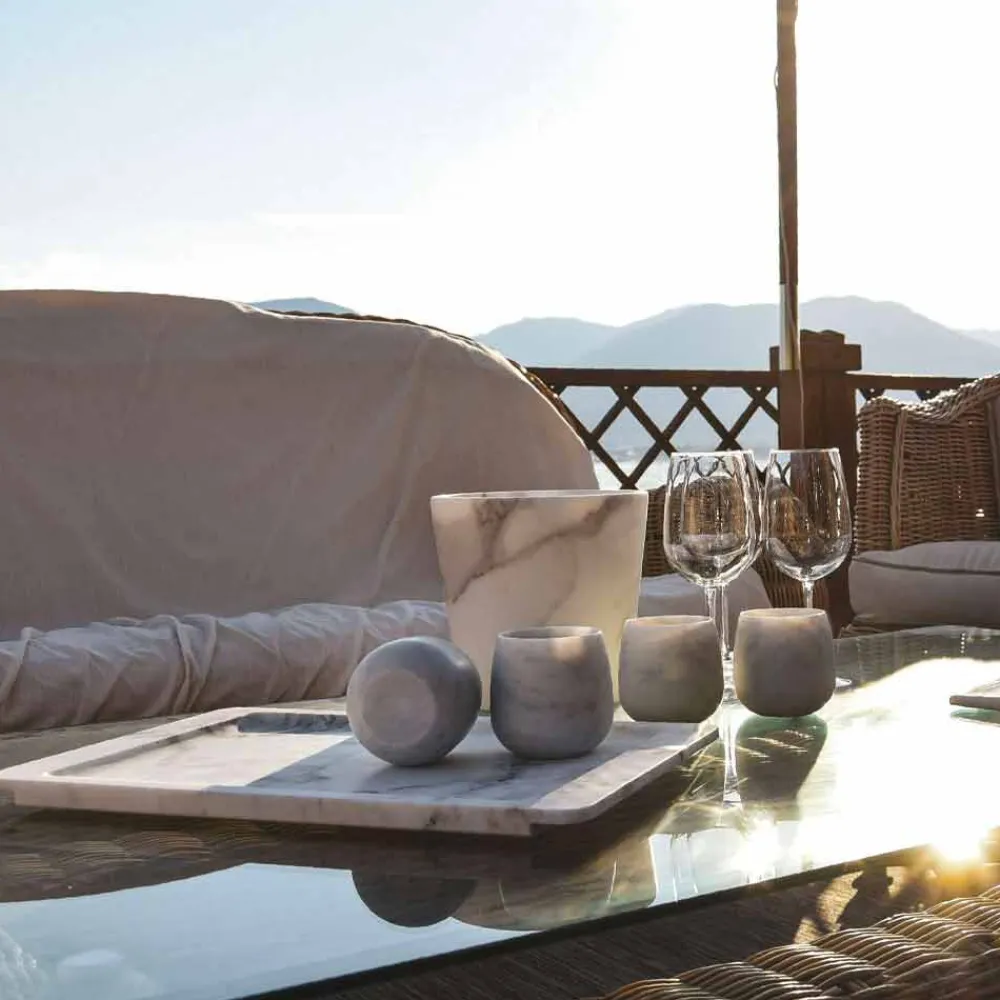 Viadurini Kitchen Küchenzubehör-Rechteckiges Tablett aus modernem geädertem weißem Marmor Made in Italy - Stora