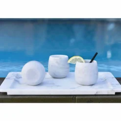 Viadurini Kitchen Küchenzubehör-Rechteckiges Tablett aus modernem geädertem weißem Marmor Made in Italy - Stora