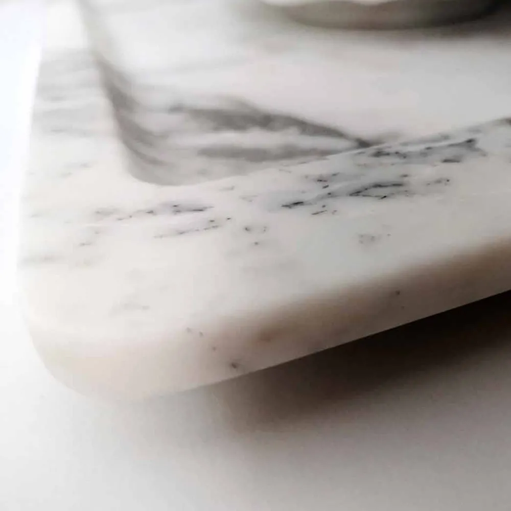 Viadurini Kitchen Küchenzubehör-Rechteckiges Tablett aus modernem geädertem weißem Marmor Made in Italy - Stora