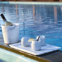 Viadurini Kitchen Küchenzubehör-Rechteckiges Tablett aus modernem geädertem weißem Marmor Made in Italy - Stora