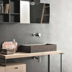 Viadurini Bathroom Steinwaschbecken-Rechteckiges und modernes Arbeitsplattenwaschbecken aus Designstein - Farartlav3