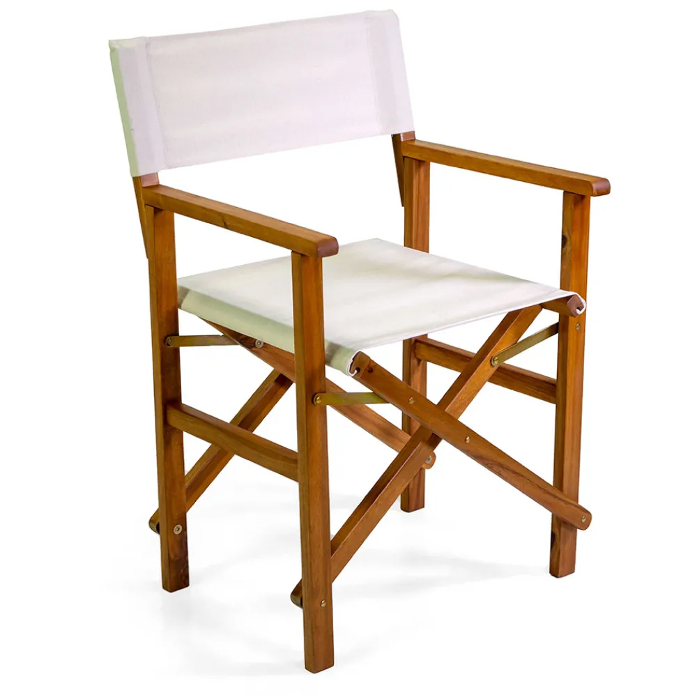 Viadurini in the Garden Holzsessel-Regiestuhl aus geöltem Akazienholz Naturfarbe - Technical