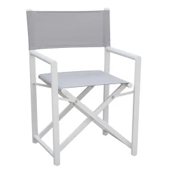 Viadurini in the Garden Gartenstühle Metall-Regista Outdoor Stuhl aus weißem Metall und grauem Textilene - Nature