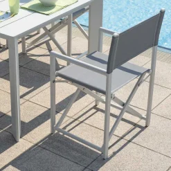 Viadurini in the Garden Gartenstühle Metall-Regista Outdoor Stuhl aus weißem Metall und grauem Textilene - Nature