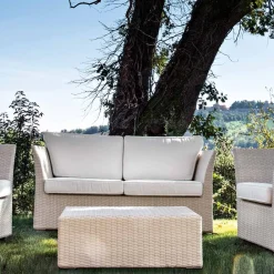 Viadurini in the Garden Garten Lounge Set-REHAU Polyrattan Garten-Lounge-Set und weiße Kissen - Pepe