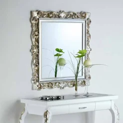 Viadurini Classic Wandspiegel-Repro Wandspiegel Altsilber mit ornamentreichen Spiegelrahmen 98x98 Marsy