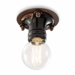 Ferroluce Vintage Deckenleuchten-Retro Lampe aus Keramik und Metall Cloe