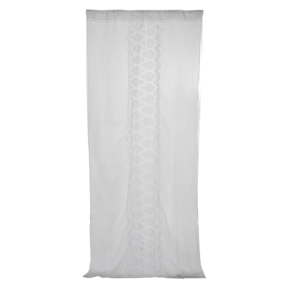 Viadurini Textile Leinenvorhänge-Retro Leichter Leinenvorhang mit Organza und italienischer Luxusstickerei - Marinella