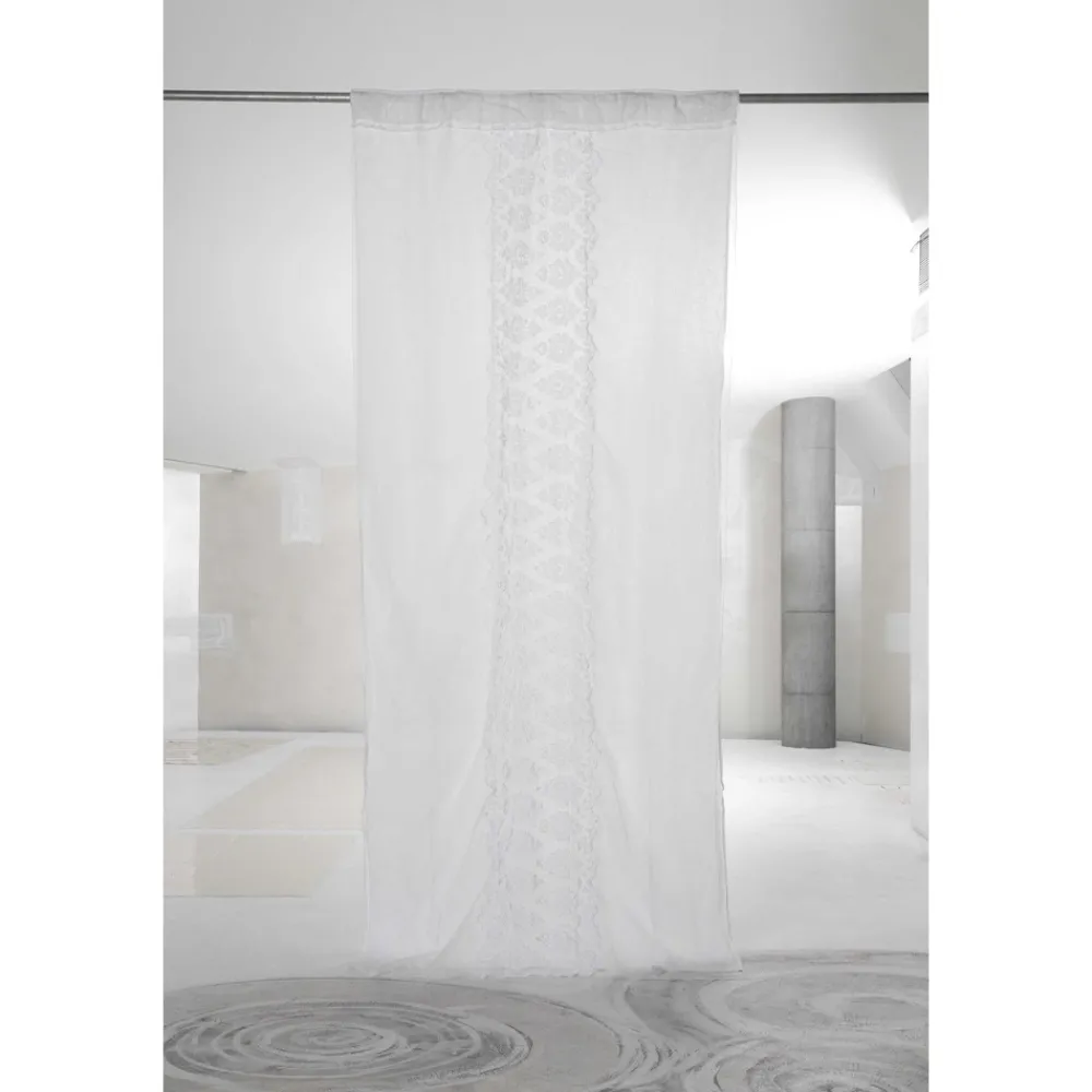 Viadurini Textile Leinenvorhänge-Retro Leichter Leinenvorhang mit Organza und italienischer Luxusstickerei - Marinella