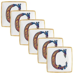 Versace Becher Set Design-Rosenthal Alphabet 6 flache, quadratische Porzellanschalen - Alphabet