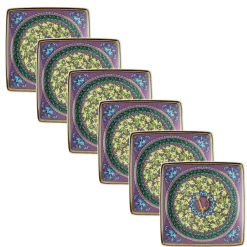 Versace Becher Set Design-Rosenthal Barocco Mosaic 6 flache, quadratische Porzellanschalen - Mosaik