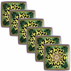 Versace Becher Set Design-Rosenthal Jungle Animalier 6 flache, quadratische Schalen - Animalier