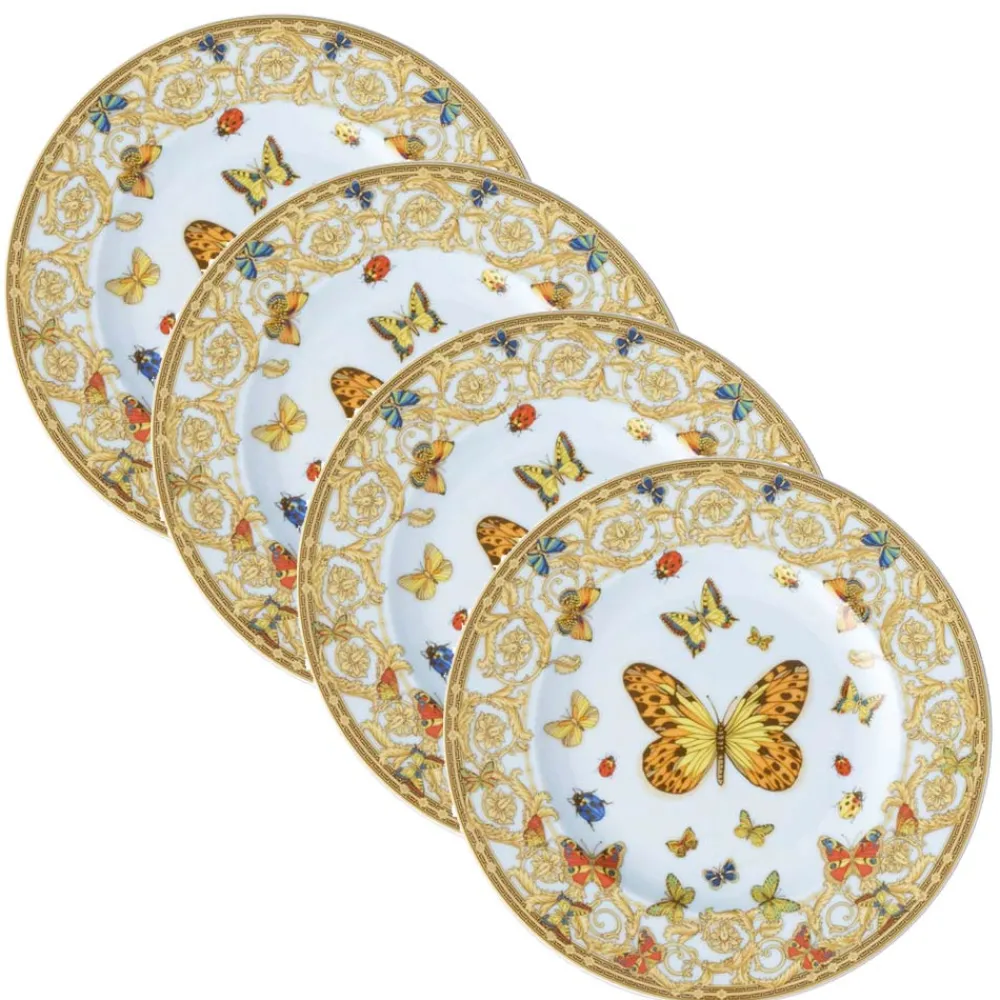 Versace Teller Set-Rosenthal Le Jardin 4 Speiseteller Durchmesser 18 cm aus Porzellan - Jardin