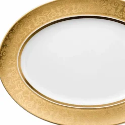 Versace Teller Set-Rosenthal Medusa Gala Gold Ovaler Teller Design 40cm Porzellan