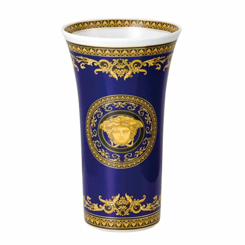 Versace Deko Vasen-Rosenthal Medusa Blau Modernes Design Porzellanvase 26cm