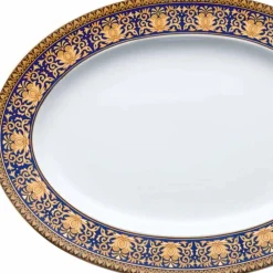 Versace Teller Set-Rosenthal Medusa Blau Ovale Designplatte aus Porzellan