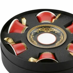 Versace Tee Set Und Kaffee Set-Rosenthal Medusa Rote Teetasse 6 Stück in Porzellan