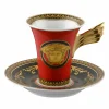 Versace Tee Set Und Kaffee Set-Rosenthal Medusa Rosso Kaffeetasse mit hohem Porzellandesign