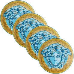 Versace Teller Set-Rosenthal Medusa Amplified 4 Speiseteller Durchmesser 17 cm - Medusaamplifield