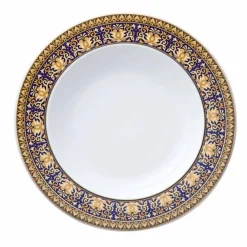 Versace Teller Set-Rosenthal Medusa Blue Teller mit modernem Porzellansockel