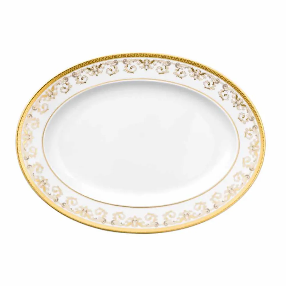 Versace Teller Set-Rosenthal Medusa Gala Gold Ovaler Teller Design 34cm Porzellan