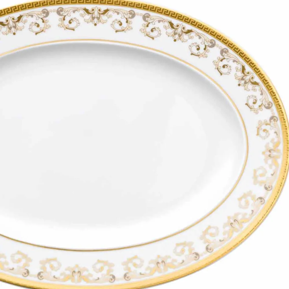 Versace Teller Set-Rosenthal Medusa Gala Gold Ovaler Teller Design 34cm Porzellan
