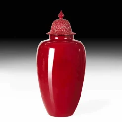 Viadurini Living Deko Vasen-Rot lackierte Keramikvase mit handgefertigter Dekoration in Italien - Verio