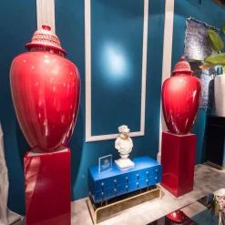 Viadurini Living Deko Vasen-Rot lackierte Keramikvase mit handgefertigter Dekoration in Italien - Verio