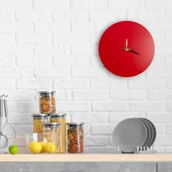 Viadurini Time Design Wanduhren-Rote Wanduhr mit italienischem rundem und modernem Design in Holz - Callisto