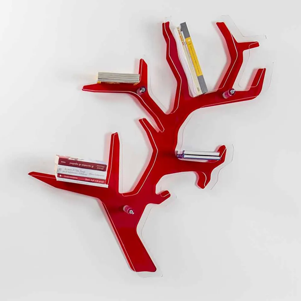 Viadurini Living Moderne Design Bücherregale-Roter Wandbücherschrank des modernen Entwurfs Carols, hergestellt in Italien