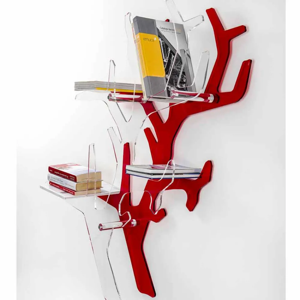 Viadurini Living Moderne Design Bücherregale-Roter Wandbücherschrank des modernen Entwurfs Carols, hergestellt in Italien