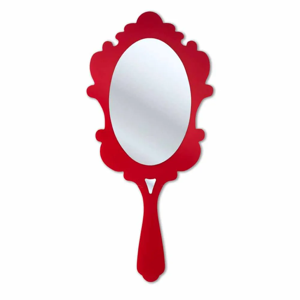 Viadurini Living Wandspiegel-Roter Wandspiegel mit verziertem Rahmen Schnee made in Italy