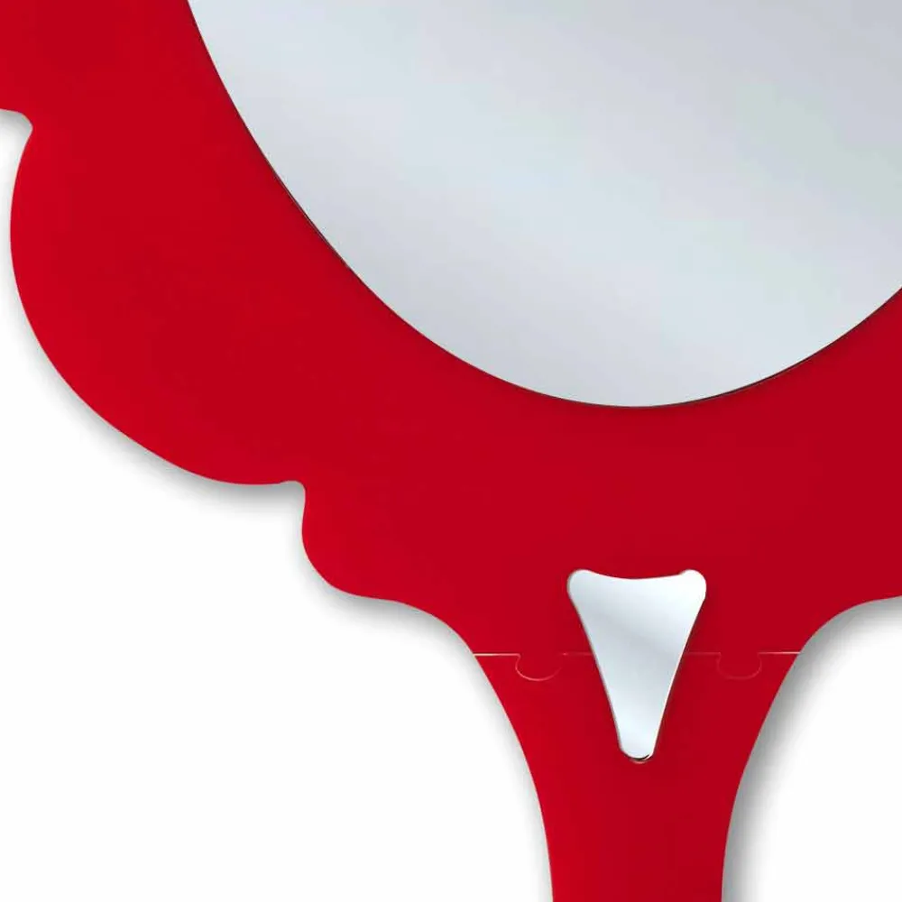 Viadurini Living Wandspiegel-Roter Wandspiegel mit verziertem Rahmen Schnee made in Italy