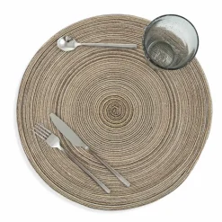 Viadurini Kitchen Amerikanische Tischsets-Runde amerikanische Tischsets aus weißem oder braunem Polyester 12 Stück - Zanette