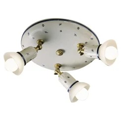 Ferroluce Vintage Deckenleuchten-Runde Deckenleuchte 2 oder 3 Strahler Messing und handbemalte Keramik - Savona