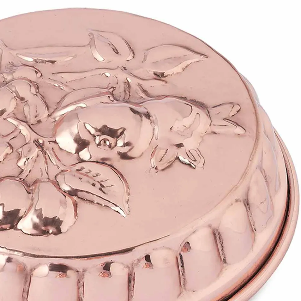 Viadurini Kitchen Küchenzubehör-Runde handverzinnte Kuchenform aus Kupfer mit Obstdekoration 28 cm - Gianmattia